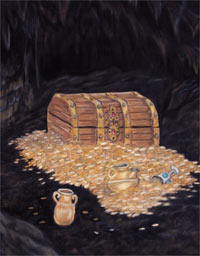 Painting of a treasure chest for the movie DungeonCrawl