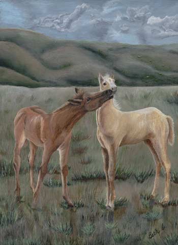 Painting of a Colts in the pasture