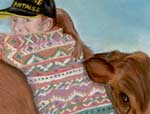 Painting of Tarentaise calf with its owner