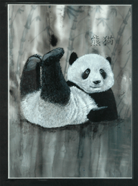 Mylar painting of a Panda